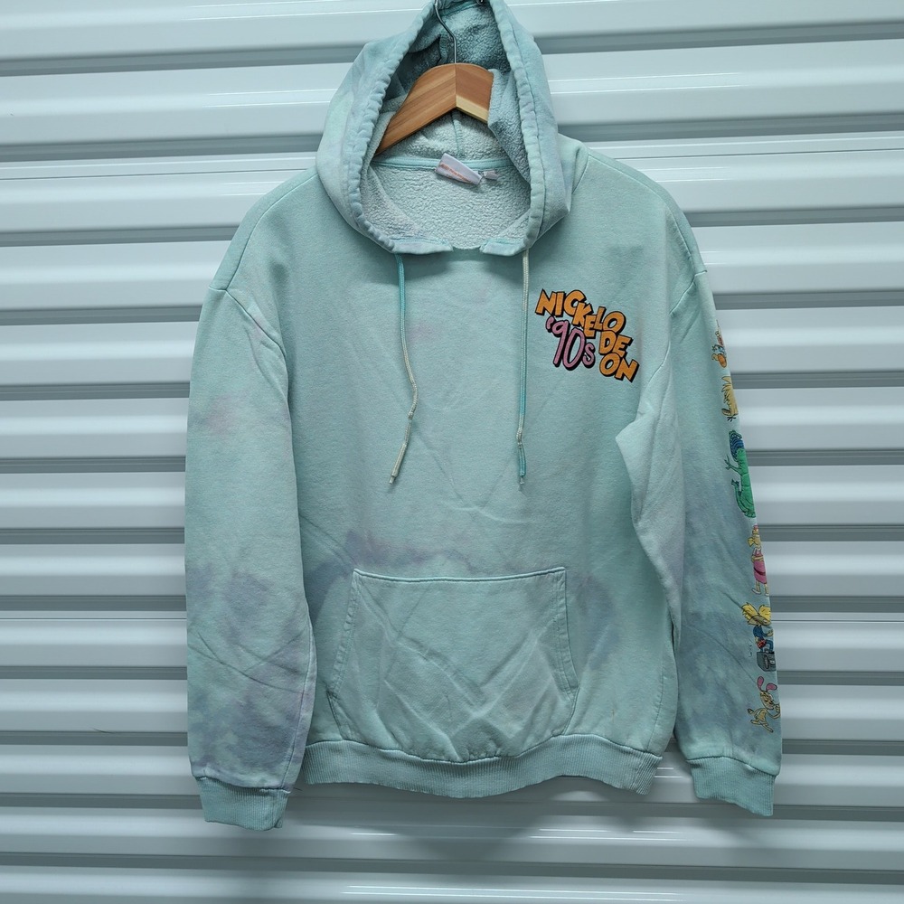 Nickelodeon 90s Cartoon Hoodie Size L Blue Tie Dye Reptar Hey Arnold Graphic — photo 2